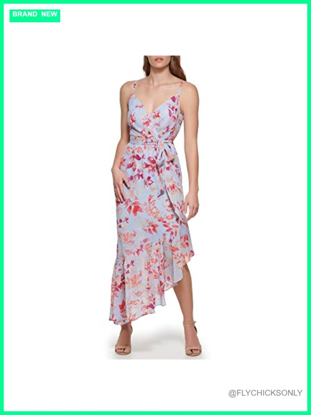 Women's V-Neck Floral Ruffle Hem Maxi Dress Sleeveless Formal Cocktail